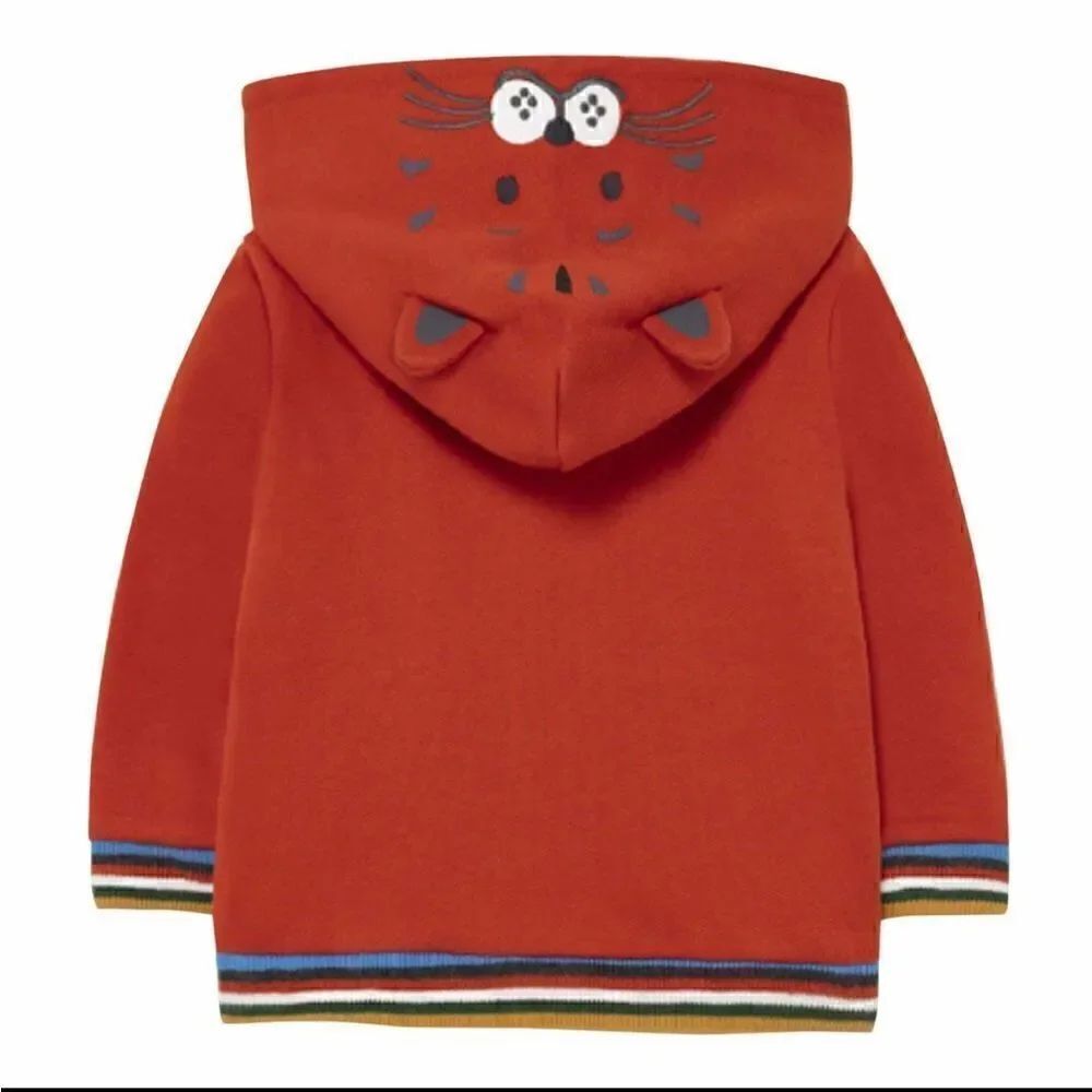MAYORAL Orange Tiger Zip Up Top Sweatshirt, 12 mo